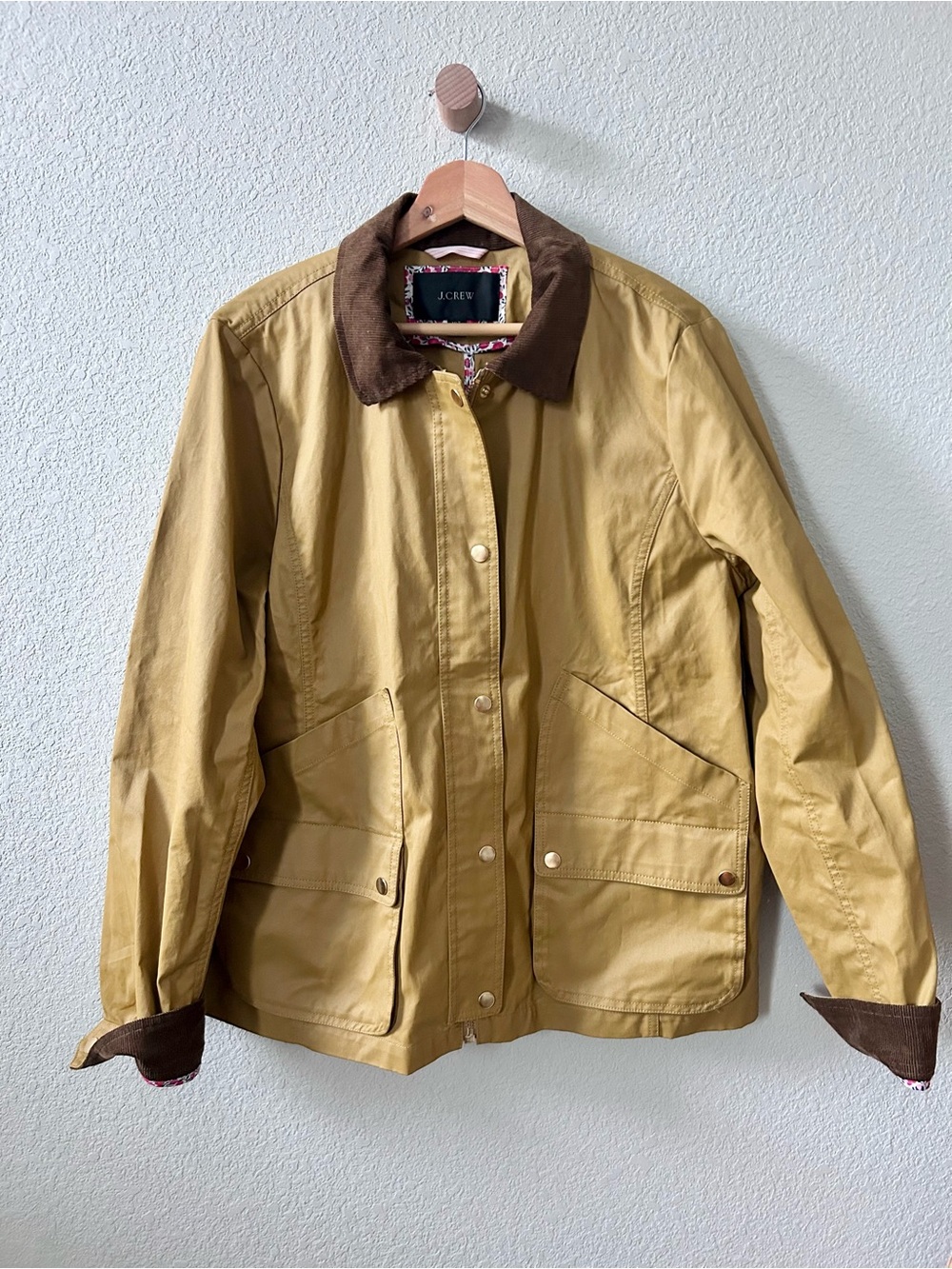 J. Crew Barn Field Jacket Size XLT Cotton Corduroy Collar Cuff Golden Yellow